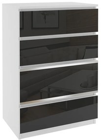 Komoda 23 Belini biely / čierny  BH KOM1/2/W/W/4B/0