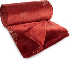 VIANOČNÁ FLANELOVÁ DEKA SNOW GOLD 150X200 CM VZOROVANÁ