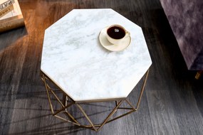 Konferenčný stolík Diamond 50cm mramor mosadz biela