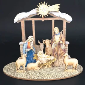 AMADEA Drevený skladací betlehem 3D 20 cm