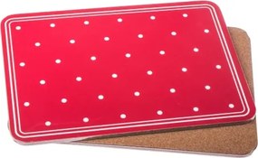 Korkové prestieranie (2 ks) 29x21 cm, červené s bodkami%