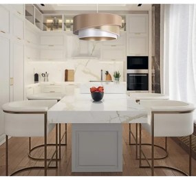 Duolla - Luster na lanku KOBO 1xE27/15W/230V pr. 45 cm béžová/zlatá/biela