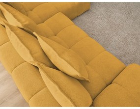 Ženilková rozkladacia/s úložným priestorom rohová pohovka v horčicovej farbe (pravý roh/s leňoškou) Everest – Bobochic Paris