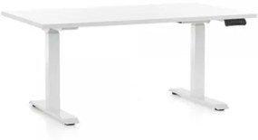 Výškovo nastaviteľný stôl OfficeTech D, 140 x 80 cm, biela podnož
