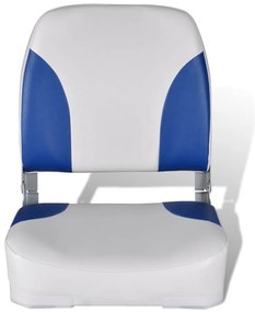 Lodné sedadlá 2 ks sklopné operadlo s modro-bielym vankúšom 41x36x48 cm