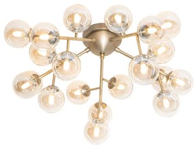 Stropné svietidlo v štýle Art Deco bronzové s jantárovým sklom 20-žiarovkové - Bianca