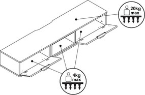 Závesný TV stolík Avola, béžová kašmír/dub cremona