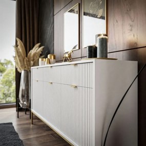 KOMODA VIGGO BIELA + ZLATÝ PODSTAVEC 154 cm