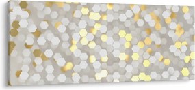 Obraz - Zlato-biele hexagóny (120x50 cm)