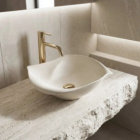 Rea ART, keramické umývadlo na dosku 390x390x160 mm, ručná výroba, model HM-35B, imitácia kemeňa-béžová, REA-U1959