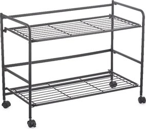 CONFORTIME 2. akosť - Pojazdný regál, skladacia polica 2 poschodová XXL - 67 x 30 x 45 cm, čierna