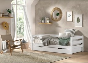 Biela detská posteľ z borovicového dreva s výsuvným lôžkom s roštom 90x200 cm Margrit – Vipack