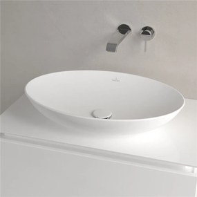 VILLEROY &amp; BOCH Loop &amp; Friends oválne umývadlo na dosku bez otvoru, bez prepadu, 620 x 420 mm, Stone White, s povrchom CeramicPlus, 4A4801RW