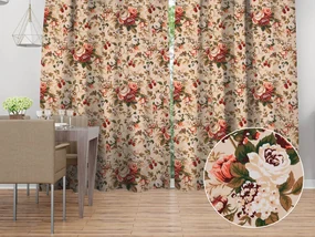 Biante Bavlnený záves Sandra SA-607 Červené ruže na béžovom 150x140 cm
