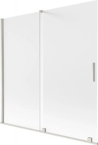 Mexen Velar, 2-krídlová posuvná vaňová zástena 160 x 150 cm, 8mm sklo námraza, brúsená oceľ, 896-160-000-31-97