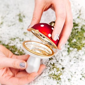 Sklenená ručne vyrobená vianočná ozdoba 9 cm Mushroom – Sass &amp; Belle