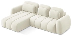 Béžová rozkladacia/s úložným priestorom rohová pohovka z textílie buklé (ľavý roh/s leňoškou) Pele – Makamii