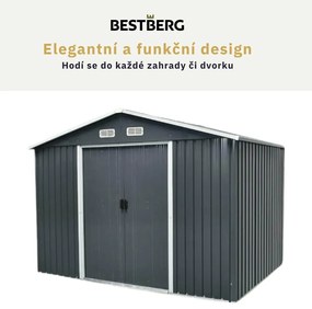 Záhradný domček BestBerg ZDB-7A / 7,2 m² / 301 x 238 x 214 cm / šedá