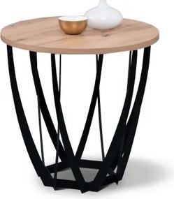 Okrúhly odkladací stolík Mella, 50 cm, dub artisan%