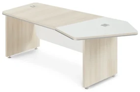 Rohový stôl TopOffice Premium 227,1 x 109,6 cm, pravý, agát svetlý / biela