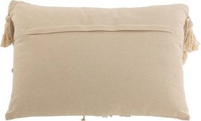 Béžový vankúš s drhaným vzorom a strapcami Macramé cosy - 47*16*36 cm