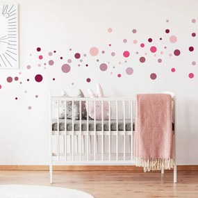 Sada 100 ružových nástenných samolepiek Ambiance Round Stickers