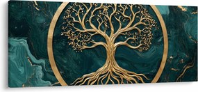 Obraz – Zlatý strom života v mramore (120x50 cm)