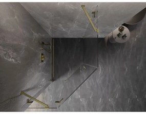 Mexen Lunar, päťuholníkový sprchový kút s ľavým sklonom 80 x 90 cm, 8mm číre sklo, zlatý matný profil, 831-080L-090P-55-00-L
