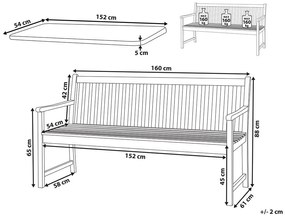 Záhradná lavica 160 cm VESTFOLD (drevo) (modrý podsedák). Vlastná spoľahlivá doprava až k Vám domov. 1022843