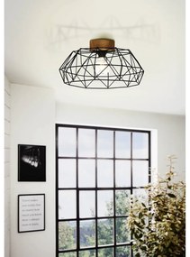 Stropné svietidlo v čiernej a prírodnej farbe PADSTOW - EGLO