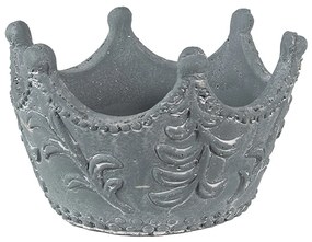Sivý cementový kvetináč v tvare koruny - 18*17*12 cm