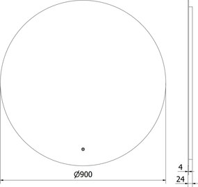 Mexen Erg, okrúhle LED podsvietené kúpeľňové zrkadlo 90 cm, 6000K, vykurovacia podložka proti zahmlievaniu, 9823-090-090-611-00