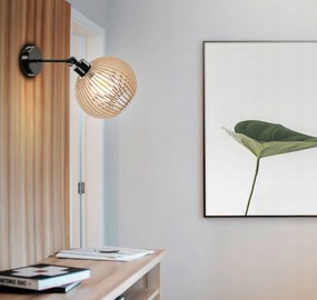 Drevená guľová LED stropná lampa E27