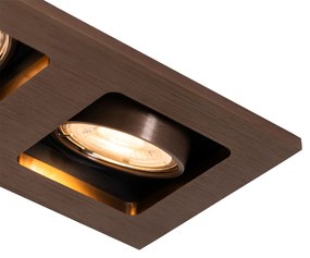 Sada 6 Zapustených Bodových Svetiel Tmavý Bronz Obdĺžnikové 2-Svetelné Nastaviteľné - Qure