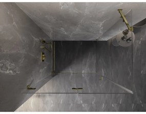 Mexen Lunar-F, skladací sprchový kút ľavý 100 x 80 cm, 8mm číre sklo, zlatý profil, 836-100-080-50-00-L