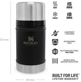 Čierna termoska na jedlo z nehrdzavejúcej ocele 700 ml Legendary Classic Black – Stanley