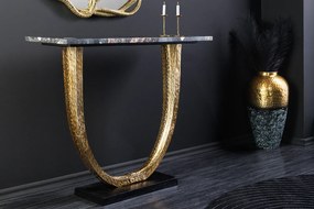 Konzola OMEGA 80cm mramorová čierna so zlatým rámom ručne vyrobená