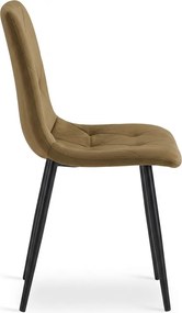 Hnedá zamatová stolička LIBRA OLIVE BROWN s čiernymi nohami