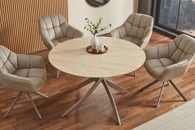Okrúhly jedálenský keramický stôl Halia 120 cm travertín / šampanský