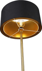 Moderná stojaca lampa zlatá s tienidlom čiernym so zlatom - Simplo