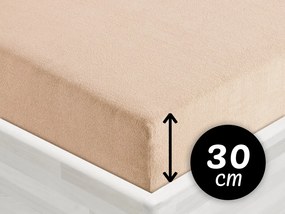 Froté napínacie prestieradlo na vysoký matrac FR-033 Béžové 140 x 200 - výška 30 cm