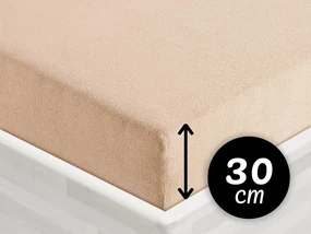 Froté napínacie prestieradlo na vysoký matrac FR-033 Béžové 180 x 200 - výška 30 cm