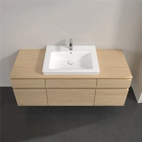 VILLEROY &amp; BOCH Legato závesná skrinka pod umývadlo (umývadlo v strede), 5 zásuviek, 1400 x 500 x 550 mm, Nordic Oak, B68500VJ