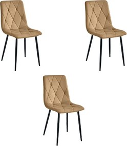 Set jedálenských stoličiek LIBRA zamatové hnedé / čierne nohy (3 ks)