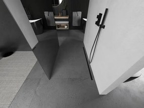 Mexen Kioto, sprchová zástena Walk-In 100 x 200 cm, 8mm sklo vzor zrkadlo, grafitový profil, 800-100-002-95-50