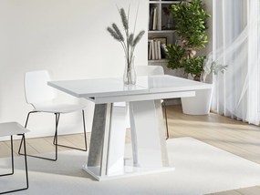 Rozkladací jedálenský stôl Lyliad, Farby: biely mramor / biely lesk
