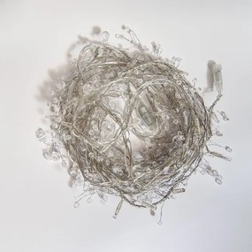 DECOLED Světelný řetěz s krystalky 8 m, ledově bílá s flash, Eco Fix