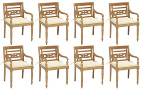Batavia stoličky s podložkami 8 ks tíkový masív 3073351