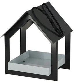 Závesné kŕmidlo pre vtáky Easy, 23x19x19 cm, kov, čierna