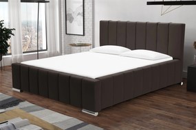 Čalúnená posteľ Sweet s matracom, roštom a úložným priestorom - Hnedá - šírka 140cm